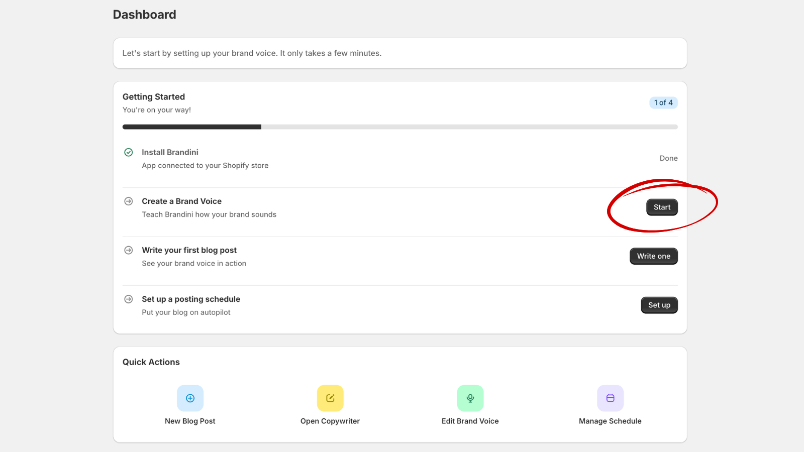 Completed brand voice profile showing tone, formality, and preferred phrases